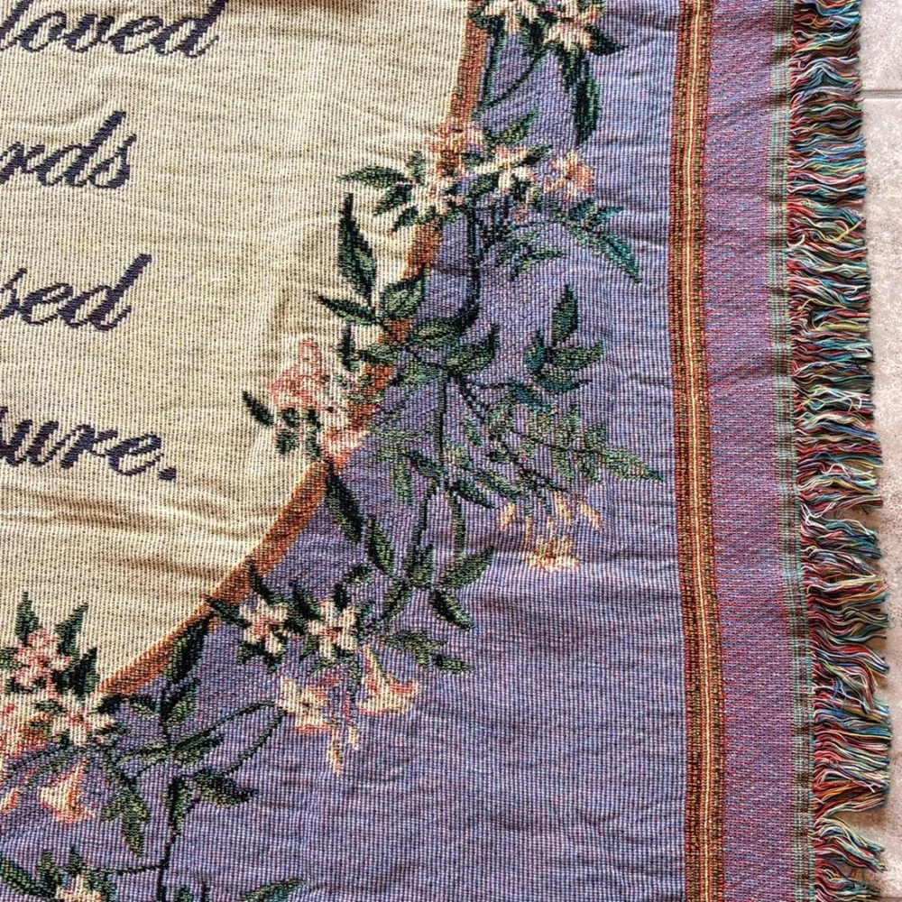Memorial Woven Tapestry Throw Blanket Floral Butterfly Sympathy Remembrance Gift